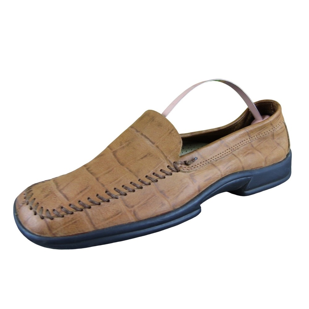 Aerosoles Women's 6.5 Tan Brown Faux Croc Leather Slip-On Loafers Comfort Shoes